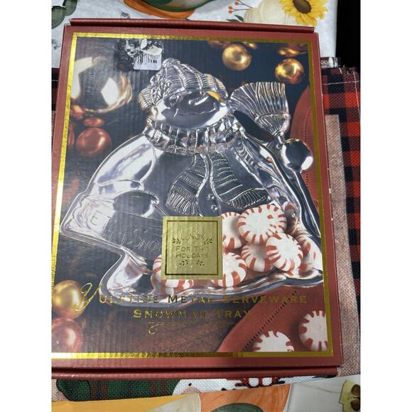 Lenox Other - Lenox Yuletide Metal Snowman Tray Let It Snow Christmas Holiday Nut Candy Dish